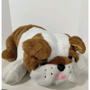 Peek-A-Boo Bulldog Plush Brown White 28 inch Stuffed Animal Toy - Large